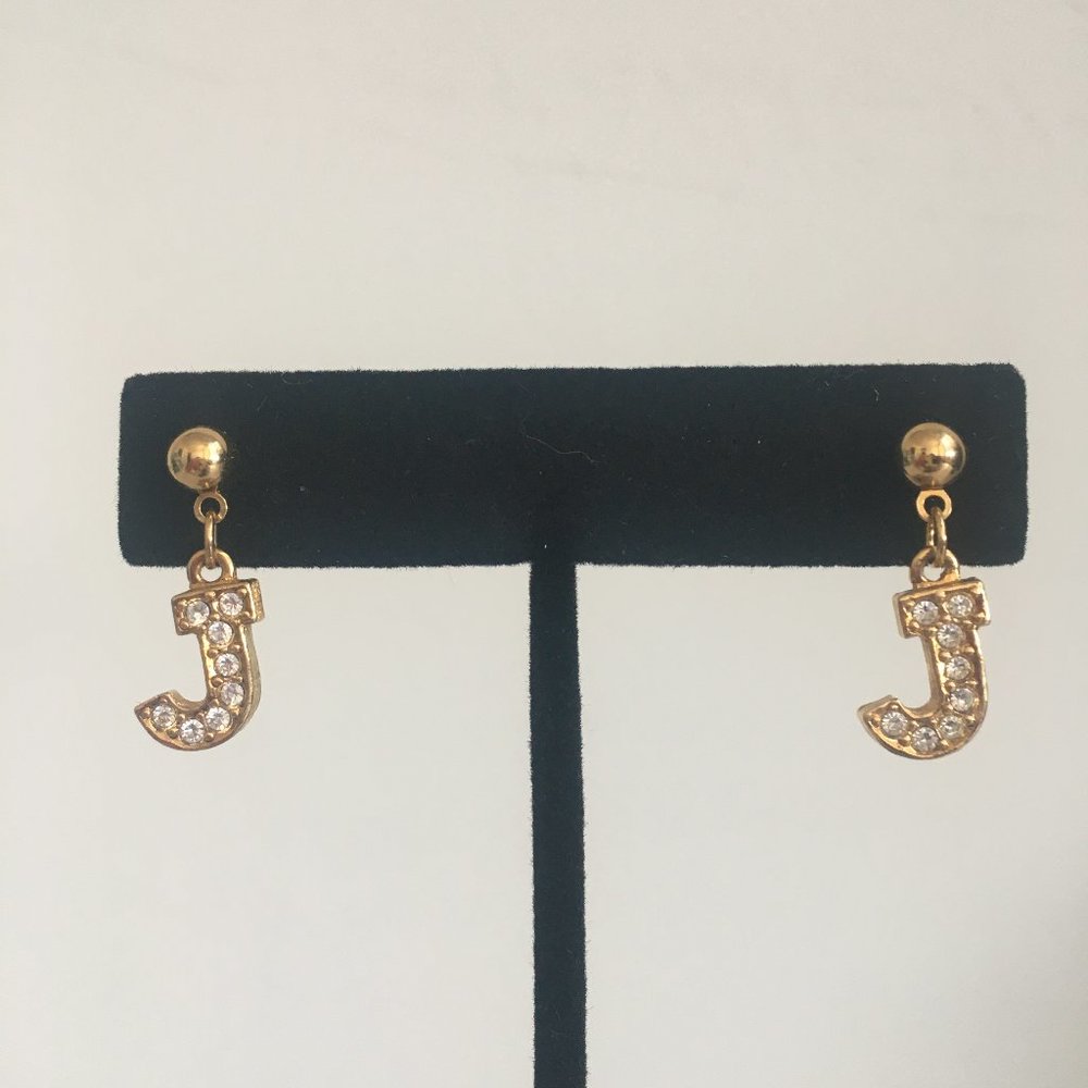 Gold Monogram Earrings - Letter J